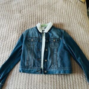 Blue Jean Jacket with White Sherpa Lining